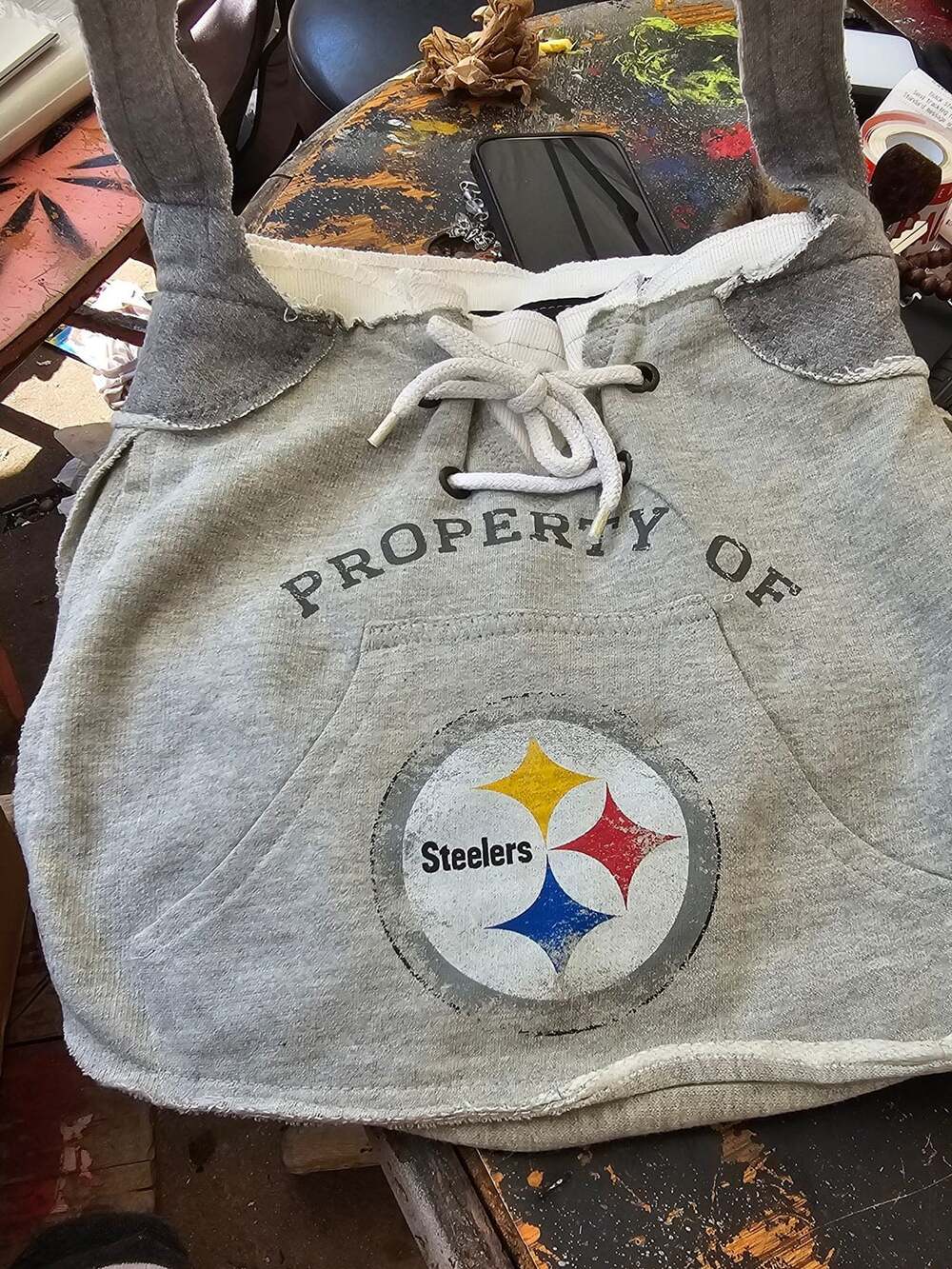Pro-FAN-ity by Littlearth Pittsburgh Steelers Gray Hoodie Purse Tote Bag